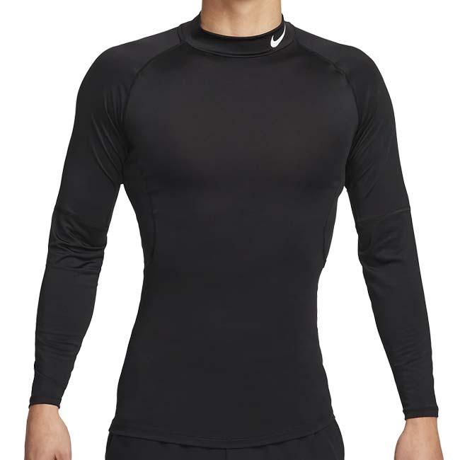 日本サイズ ナイキ(NIKE) 2023 HO メンズ PRO Dri-FIT フィットネス モックネック 長袖シャツ FB7909-010 ブラックxホワイト | NIKE