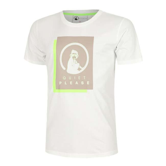 海外サイズ QUIET PLEASE(クワイエットプリーズ) 2025 FS メンズ ワイルドレイヤー プリント半袖Tシャツ QP110189-300 ブライトホワイト(25y7mテニス) | 