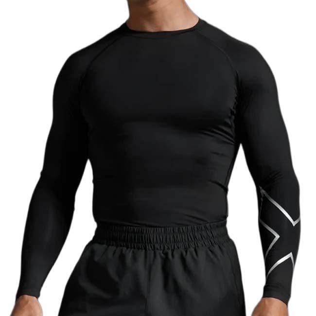 2XU(ツータイムズユー) メンズ PWX CORE COMPRESSION LONG SLEEVE コアコンプレッション 長袖トップス MA6398A-BLKSLV ブラック／シルバー(26y9mトレーニング) | 