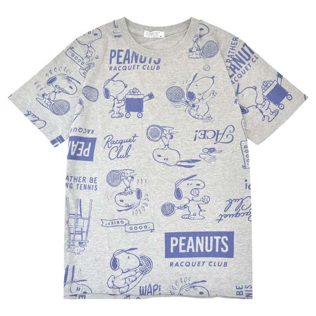 日本サイズ PEANUTS(ピーナッツ) SNOOPY(スヌーピー) ユニセックス 総柄プリント B柄(テニス) 半袖 Tシャツ S1152-424SP(25y9mテニス) |  | 02