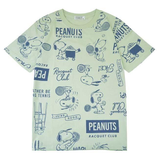 日本サイズ PEANUTS(ピーナッツ) SNOOPY(スヌーピー) ユニセックス 総柄プリント B柄(テニス) 半袖 Tシャツ S1152-424SP(25y9mテニス) |  | 03