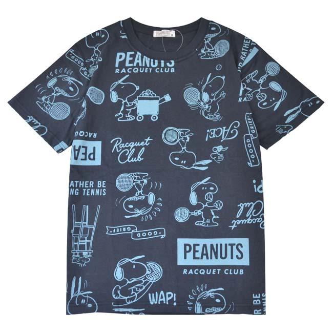 日本サイズ PEANUTS(ピーナッツ) SNOOPY(スヌーピー) ユニセックス 総柄プリント B柄(テニス) 半袖 Tシャツ S1152-424SP(25y9mテニス) |  | 05