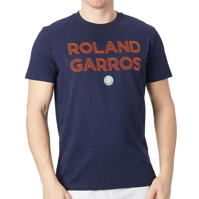 海外サイズ Roland Garros Official(ローランギャロス) 2024 メンズ ロゴ プリント 半袖Tシャツ RG23001ネイビー(24y11mテニス) | 