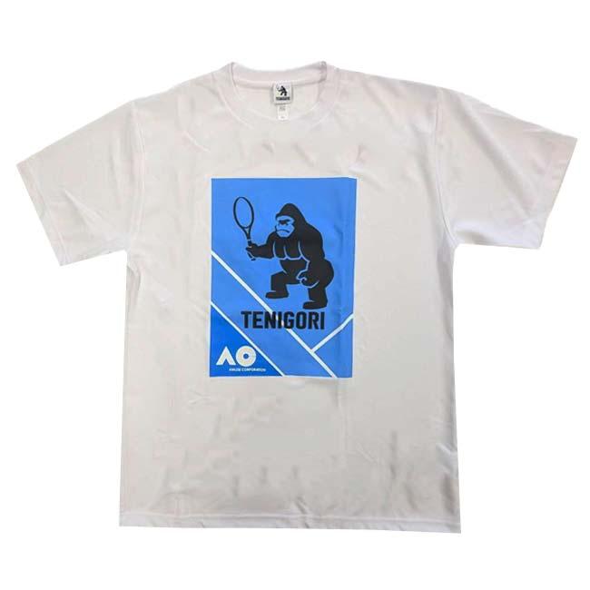 日本サイズ TENIGORI(テニゴリ) 2024 ユニセックス AC AMUSE CORPORATION ドライ半袖Tシャツ TGMT023-ホワイト×ブルー(24y6mテニス) |  | 01