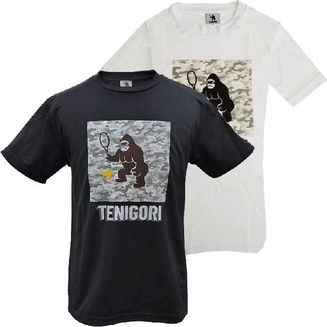 日本サイズ TENIGORI(テニゴリ) ユニセックス ロゴプリント カモフラ柄Tシャツ ワイルド ゴリラ TGMT001(19y11mテニス) | 