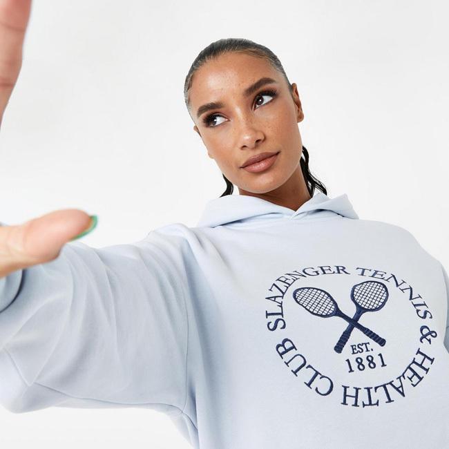 在庫処分特価 海外サイズ Slazenger(スラセンジャー) レディース テニス ヘルスクラブ フーディ 裏起毛 パーカー 664214-ベイビーブルー(22y3mテニス) | Slazenger | 01