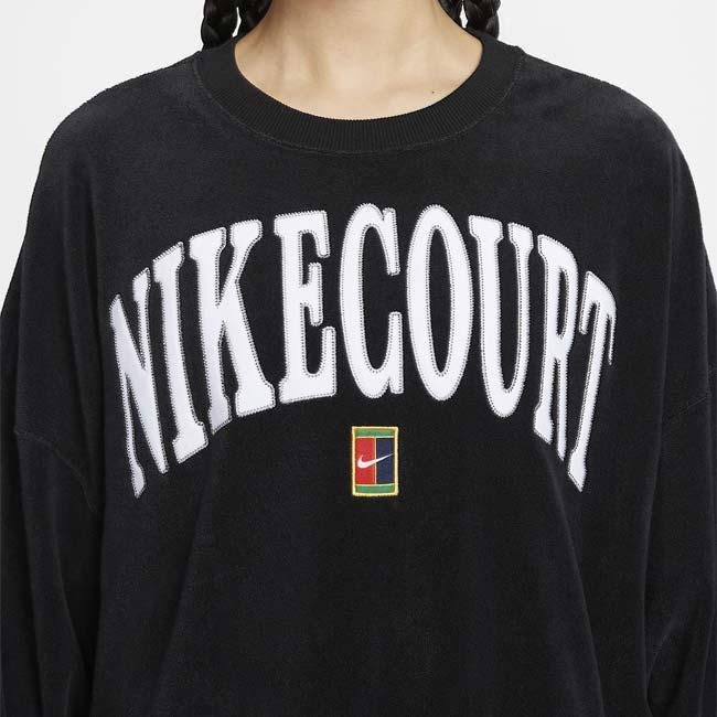 売切りセール！日本サイズ ナイキ(NIKE) 2024 FA レディース コート ヘリテージ オーバーサイズ グラフィック 長袖スウェット FQ2243-010ブラック×ホワイト | NIKE | 03