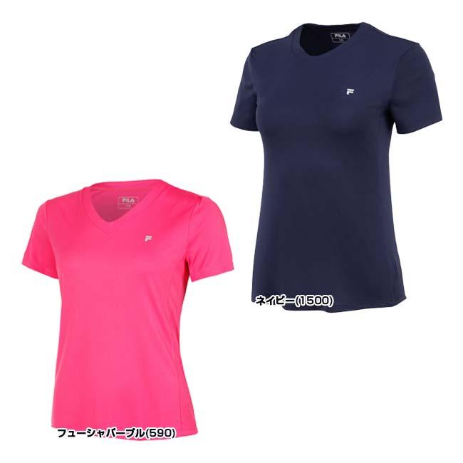 在庫処分特価 ＵＳサイズ FILA(フィラ) 2023 FW レディース PAULA(ポーラ) Vネック 半袖Tシャツ XFL232117(23y11mテニス) | FILA | 01