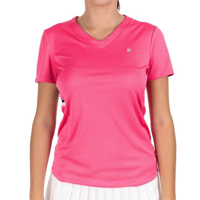 在庫処分特価 ＵＳサイズ FILA(フィラ) 2023 FW レディース PAULA(ポーラ) Vネック 半袖Tシャツ XFL232117(23y11mテニス) | FILA | 02