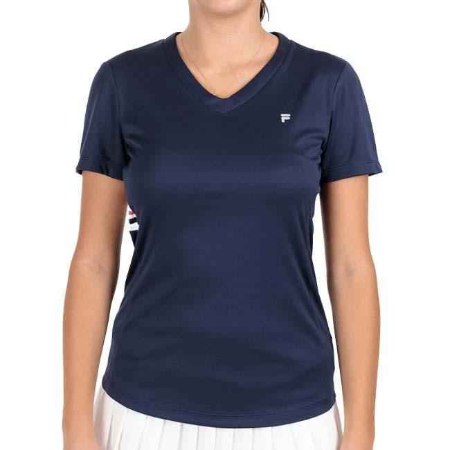 在庫処分特価 ＵＳサイズ FILA(フィラ) 2023 FW レディース PAULA(ポーラ) Vネック 半袖Tシャツ XFL232117(23y11mテニス) | FILA | 05