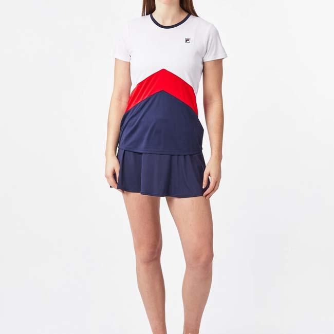 ＵＳサイズ FILA(フィラ) レディース AURELIA(アウレリア) カラーブロック 半袖Tシャツ FBL231130E-0151 ホワイト×ネイビー | FILA | 06