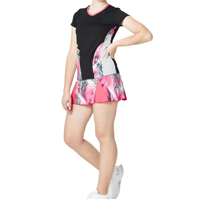 ＵＳサイズ Sofibella(ソフィベラ) レディース Phoenix 配色切替 半袖Tシャツ 1906-BLK ブラック(22y2mテニス) |  | 04