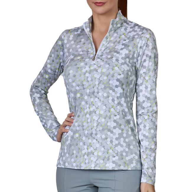 ＵＳサイズ Sofibella(ソフィベラ) レディース UV Feather 長袖ハーフジップポロ プリント柄 9004／9004F(22y2mテニス) |  | 06