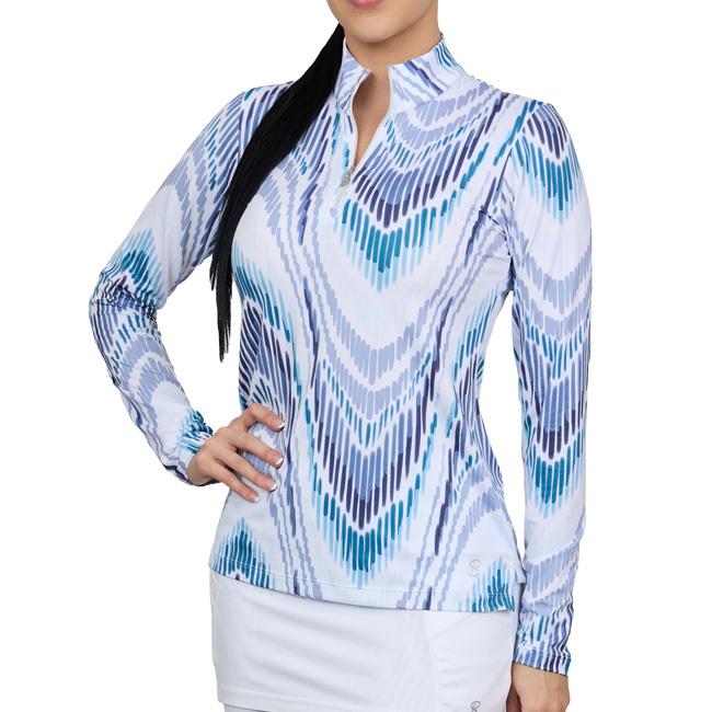 ＵＳサイズ Sofibella(ソフィベラ) レディース UV Feather 長袖ハーフジップポロ プリント柄 9004／9004F(22y2mテニス) |  | 07