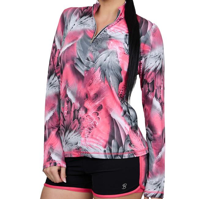 ＵＳサイズ Sofibella(ソフィベラ) レディース UV Feather 長袖ハーフジップポロ プリント柄 9004／9004F(22y2mテニス) |  | 08