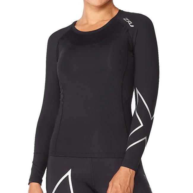 2XU(ツータイムズユー) レディース PWXコンプレッション ロングスリーブトップ WA6401A-BLKSIL ブラック×シルバー(24y12mトレーニング) | 2XU