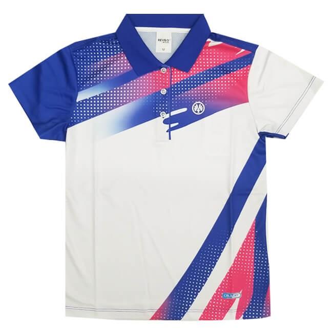 海外サイズ OLIVER(オリバー) レディース REVILO(リバイロ) プリントポロシャツ BC6502-ホワイト×ブルー(20y2mバドミントン) | 