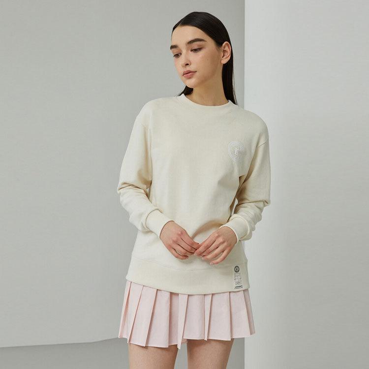 「アジアサイズ」LOVEFORTY(ラブフォーティ) レディース LOVE FORTY LOGO スウェット シャツ ジャージ -クリーム(22y4mテニス) LOGO
