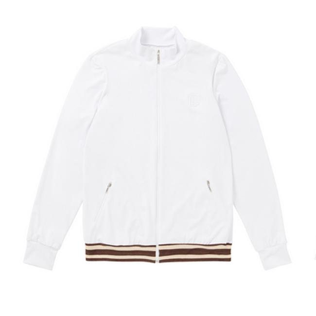 韓国系テニスウェア LOVEFORTY(ラブフォーティ) レディース LINE-POINT JERSEY ラインポイント ジップ ジャージ ジャケット ホワイト | 