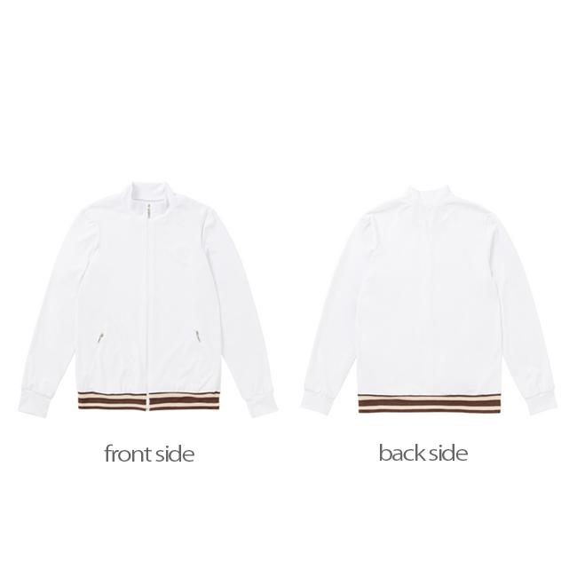 韓国系テニスウェア LOVEFORTY(ラブフォーティ) レディース LINE-POINT JERSEY ラインポイント ジップ ジャージ ジャケット ホワイト |  | 01