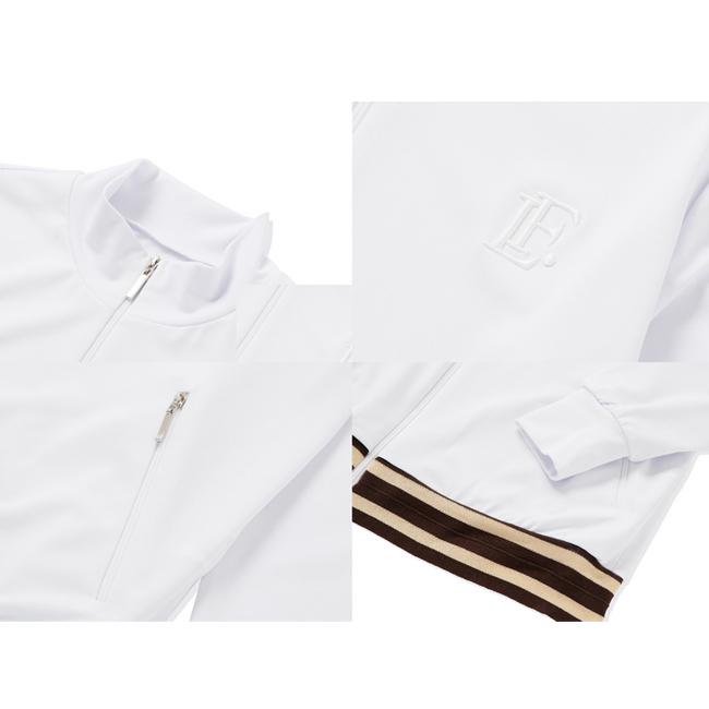 韓国系テニスウェア LOVEFORTY(ラブフォーティ) レディース LINE-POINT JERSEY ラインポイント ジップ ジャージ ジャケット ホワイト |  | 02