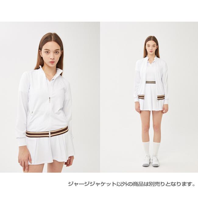 韓国系テニスウェア LOVEFORTY(ラブフォーティ) レディース LINE-POINT JERSEY ラインポイント ジップ ジャージ ジャケット ホワイト |  | 03