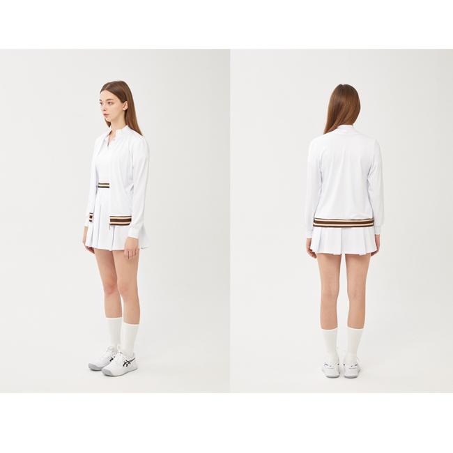 韓国系テニスウェア LOVEFORTY(ラブフォーティ) レディース LINE-POINT JERSEY ラインポイント ジップ ジャージ ジャケット ホワイト |  | 04