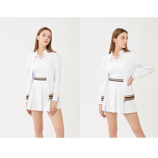 韓国系テニスウェア LOVEFORTY(ラブフォーティ) レディース LINE-POINT JERSEY ラインポイント ジップ ジャージ ジャケット ホワイト |  | 05