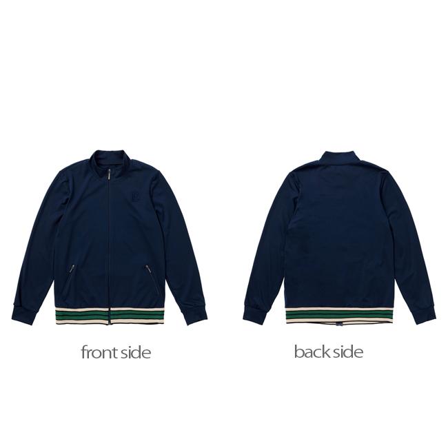 韓国系テニスウェア LOVEFORTY(ラブフォーティ) レディース LINE-POINT JERSEY ラインポイント ジップ ジャージ ジャケット ネイビー |  | 01