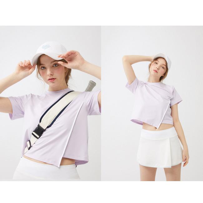 韓国系テニスウェア LOVEFORTY(ラブフォーティ) レディース UNBLANCED T-SHIRT アンバランス Tシャツ ウェア -パープル |  | 06