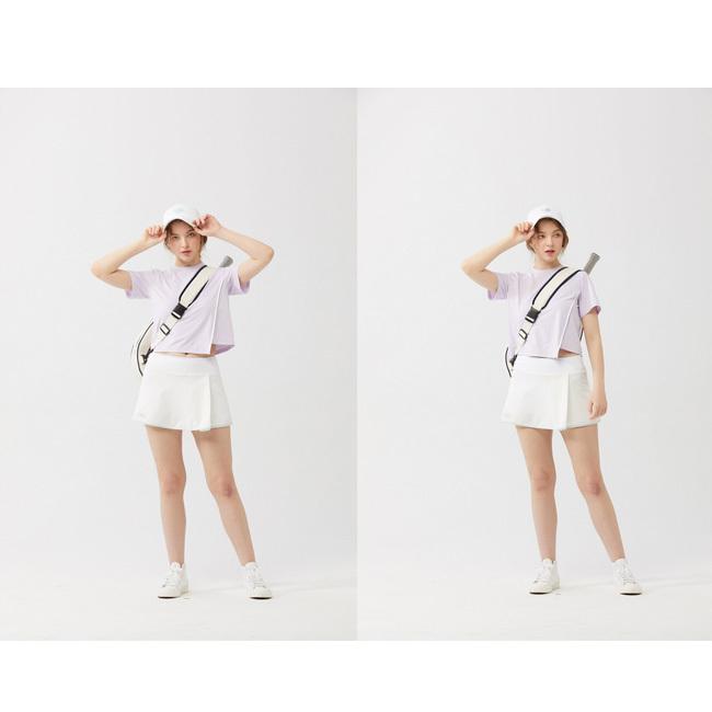 韓国系テニスウェア LOVEFORTY(ラブフォーティ) レディース UNBLANCED T-SHIRT アンバランス Tシャツ ウェア -パープル |  | 07