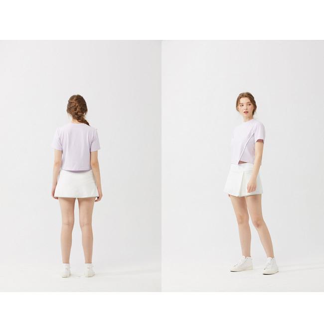 韓国系テニスウェア LOVEFORTY(ラブフォーティ) レディース UNBLANCED T-SHIRT アンバランス Tシャツ ウェア -パープル |  | 08