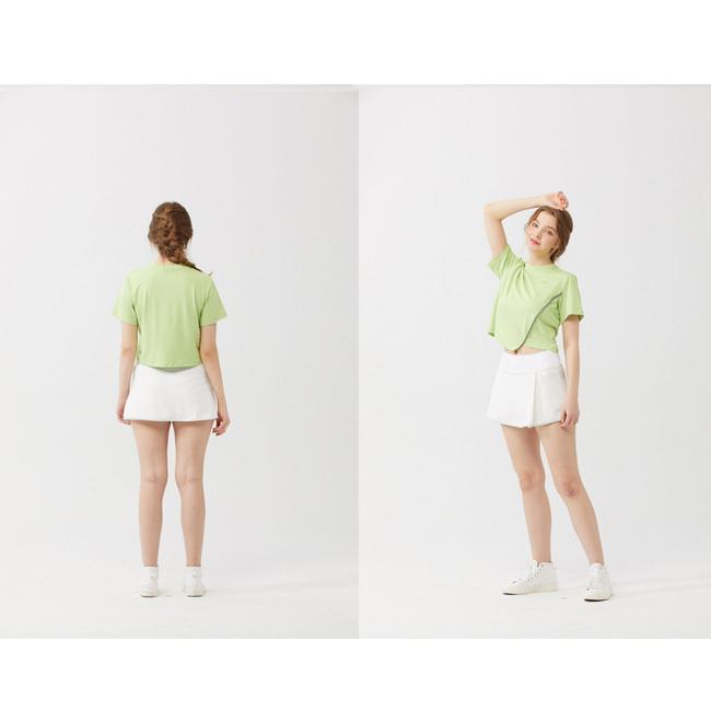 韓国系テニスウェア LOVEFORTY(ラブフォーティ) レディース UNBLANCED T-SHIRT アンバランス Tシャツ ウェア -ライトグリーン |  | 08