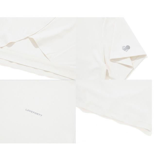 韓国系テニスウェア LOVEFORTY(ラブフォーティ) レディース BACK-POINT T-SHIRT バックポイント Tシャツ ウェア -アイボリー(オフホワイト) |  | 01