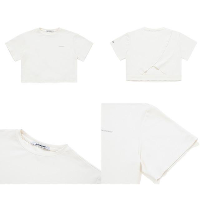 韓国系テニスウェア LOVEFORTY(ラブフォーティ) レディース BACK-POINT T-SHIRT バックポイント Tシャツ ウェア -アイボリー(オフホワイト) |  | 02
