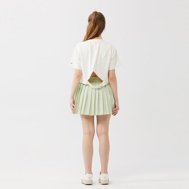 韓国系テニスウェア LOVEFORTY(ラブフォーティ) レディース BACK-POINT T-SHIRT バックポイント Tシャツ ウェア -アイボリー(オフホワイト) |  | 03