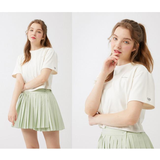 韓国系テニスウェア LOVEFORTY(ラブフォーティ) レディース BACK-POINT T-SHIRT バックポイント Tシャツ ウェア -アイボリー(オフホワイト) |  | 04