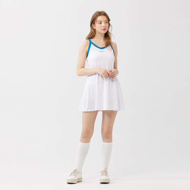韓国系テニスウェア LOVEFORTY(ラブフォーティ) レディース COURT OPS コート オープンドレス ウェア -ホワイト |  | 04