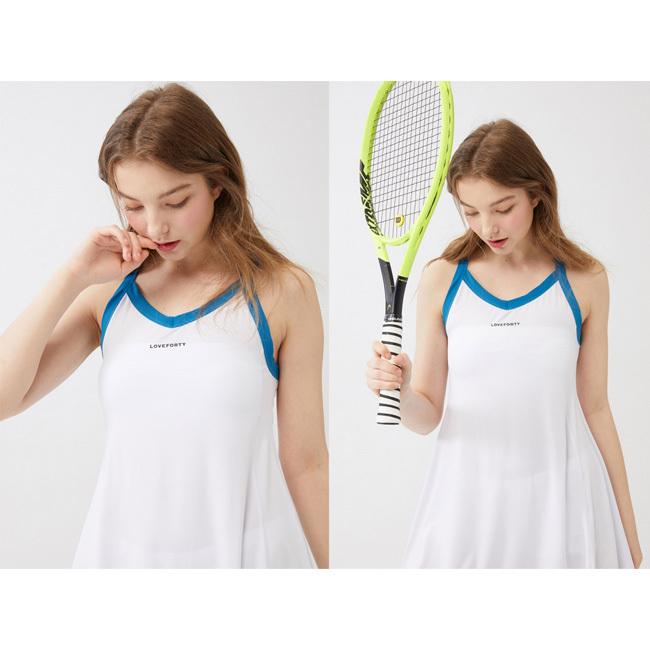韓国系テニスウェア LOVEFORTY(ラブフォーティ) レディース COURT OPS コート オープンドレス ウェア -ホワイト |  | 06