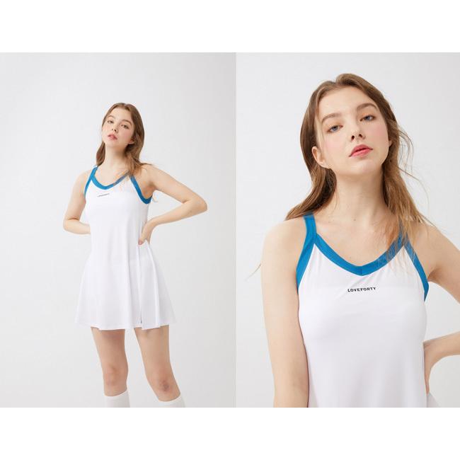 韓国系テニスウェア LOVEFORTY(ラブフォーティ) レディース COURT OPS コート オープンドレス ウェア -ホワイト |  | 07