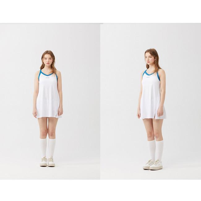 韓国系テニスウェア LOVEFORTY(ラブフォーティ) レディース COURT OPS コート オープンドレス ウェア -ホワイト |  | 08