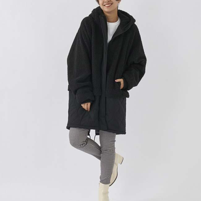 在庫処分特価 日本サイズ OceanPacific(オーシャンパシフィック／OP) 2023 FW レディース ボア×キルト切り替え フード付き ロングコート 553-212 | Ocean Pacific | 12