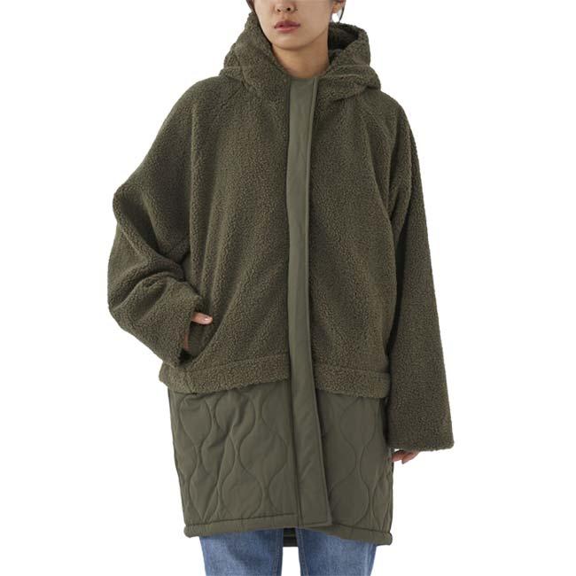 在庫処分特価 日本サイズ OceanPacific(オーシャンパシフィック／OP) 2023 FW レディース ボア×キルト切り替え フード付き ロングコート 553-212 | Ocean Pacific | 13