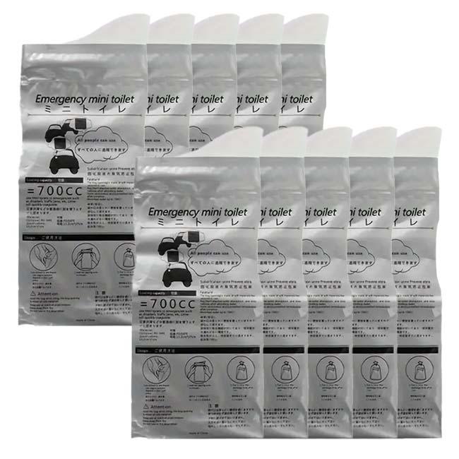10個入り アウトドアや災害時に エマージェンシーミニトイレ 緊急用携帯尿バッグ 男女兼用 携帯トイレ 大容量700cc 漏れ防止設計 TE439955シルバー(24y9m) |  | 01