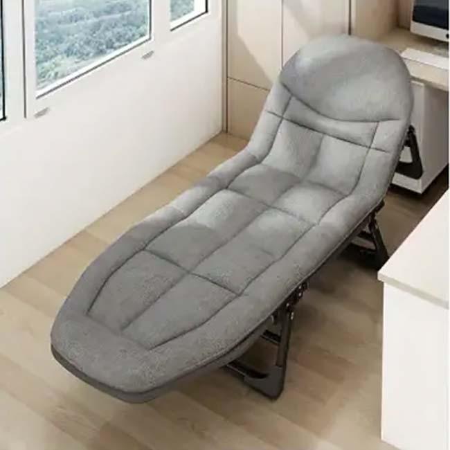アウトドアやオフィスでの昼寝にも  折りたたみ式チェアベッド シングルベッド コンパクト収納 小物入れ付き アウトドア キャンプ TE439965グレー(24y7m) | 