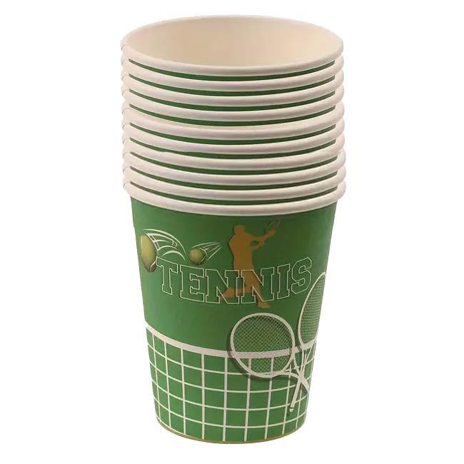 アウトドアやパーティに  テニス柄 紙コップ 9oz(250ml) 10個セット TE439976-グリーン(24y4m) |  | 01