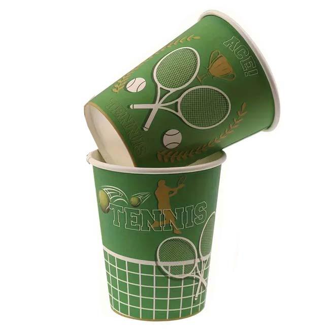アウトドアやパーティに  テニス柄 紙コップ 9oz(250ml) 10個セット TE439976-グリーン(24y4m) |  | 03