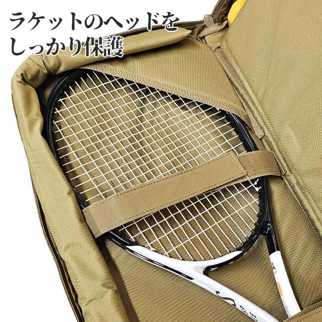 ラケット収納可 手提げ＆リュック 持ち方2Way ラケットを厳重に持ち運ぶ ミリタリーテイスト アウトドア大容量バッグ 多用途 マルチ機能性収納バッグ TE439977 |  | 05