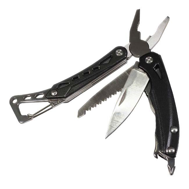 緊急時・防災・アウトドアでマルチに使える Montagna(モンターナ) 7in1マルチツール カラビナ一体型 収納袋付き HAC4452 ブラック(25y9m) | 