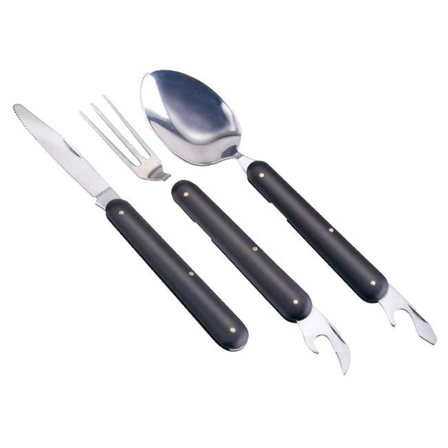 便利な4点セット Montagna(モンターナ) ツール付き折りたたみカトラリーセット スプーン+栓抜き フォーク+缶切り ナイフ 専用袋 HAC4522 ブラック(25y6m) |  | 01